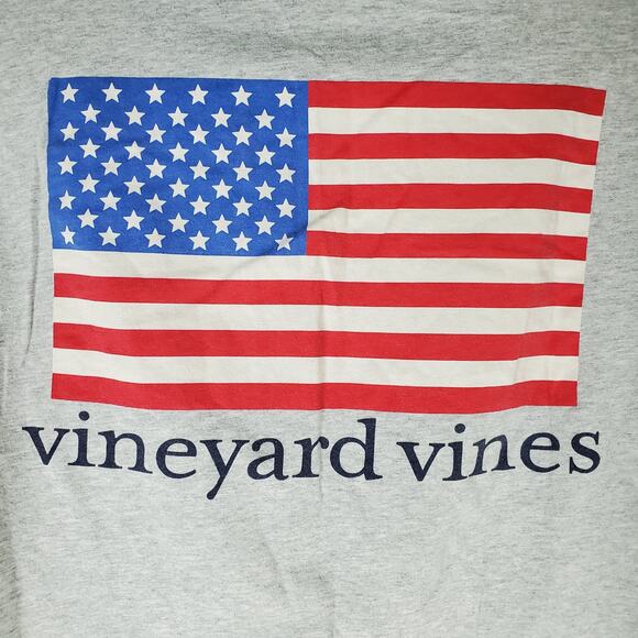 Vineyard Vines Womens Gray Crew Neck Long Sleeve American Flag Tee Size Small - Picture 4 of 7
